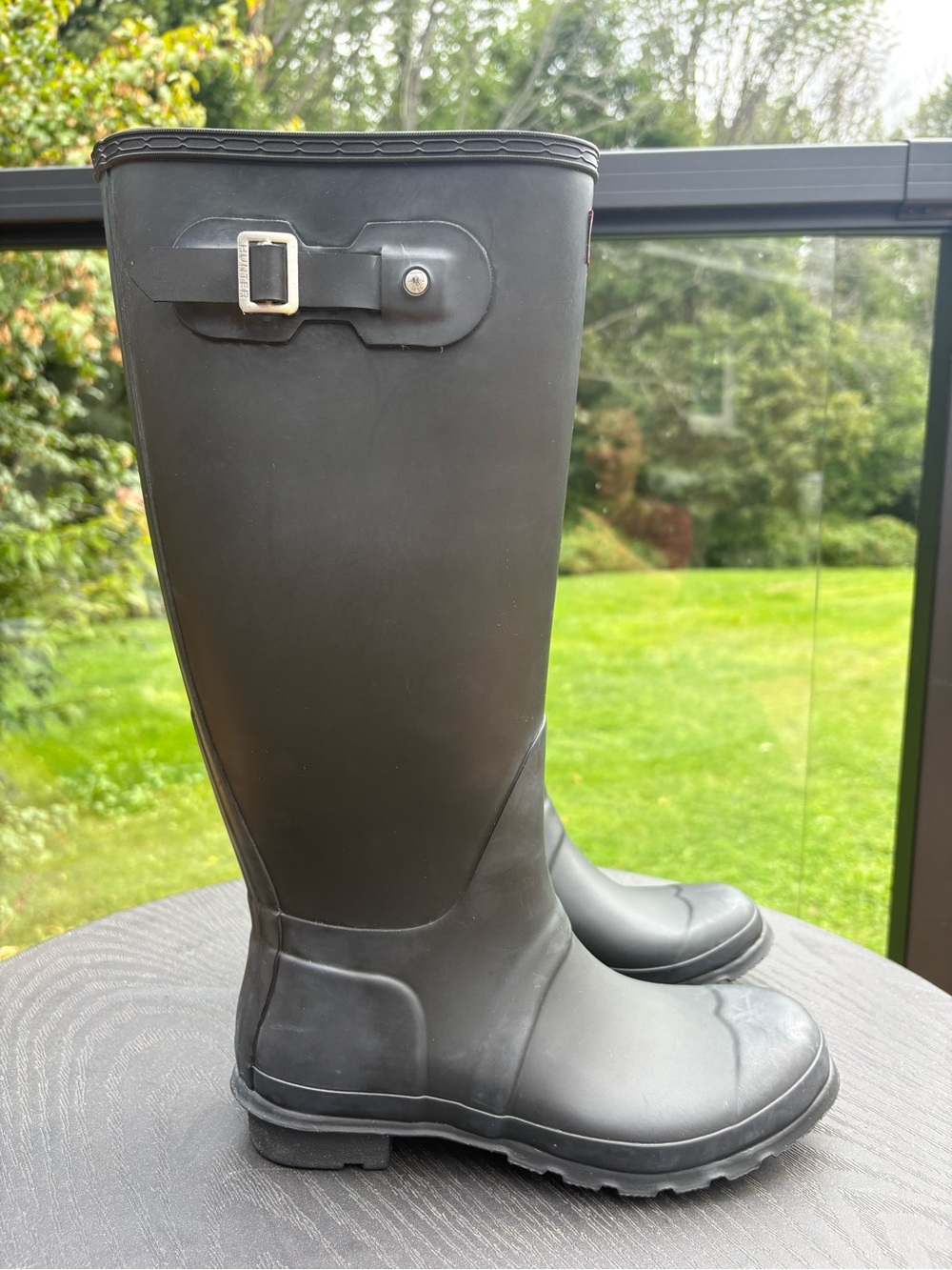 Hunter Black Tall Women’s Rain Boots with Side Buckle - Picture 4 of 7